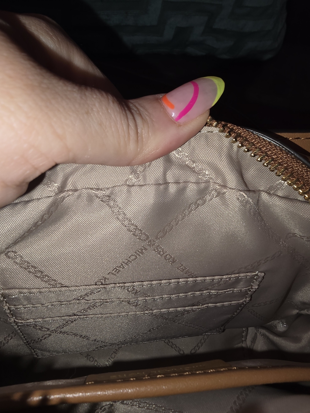 Michael Kors Brown Monogram Crossbody with Gold MK Emblem - Picture 12 of 16